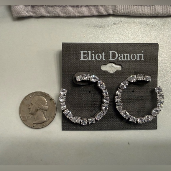 Eliot Danori Sparkling Silver Crystal Hoops - Picture 8 of 8